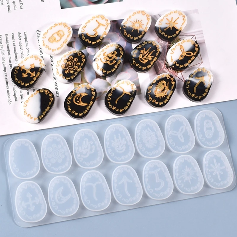 Rune Divination Casting Silicone Mould DIY Crafts Plaster Soap Making Tool Crystal Epoxy Resin Mold