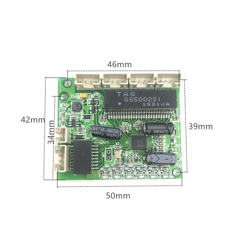 Módulo de microinterruptor Ethernet rápido de 5 puertos, divisor de caja de cableado de baja potencia, placa PCBA, OEM, placa base, interruptor poe, 10/100Mbps, DC3.3V