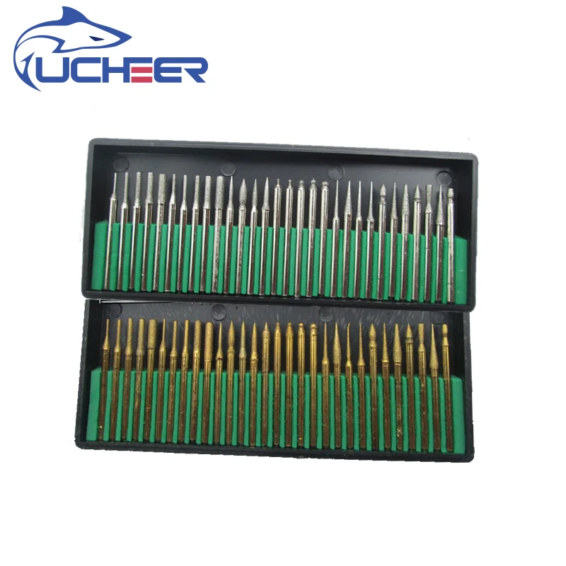 UCHEER 3mm 30 Pcs/set Diamond/Titanize Burs For Dremel Rotary Tool Drill Bit Engraving parts Grinding Polishing Needles Files