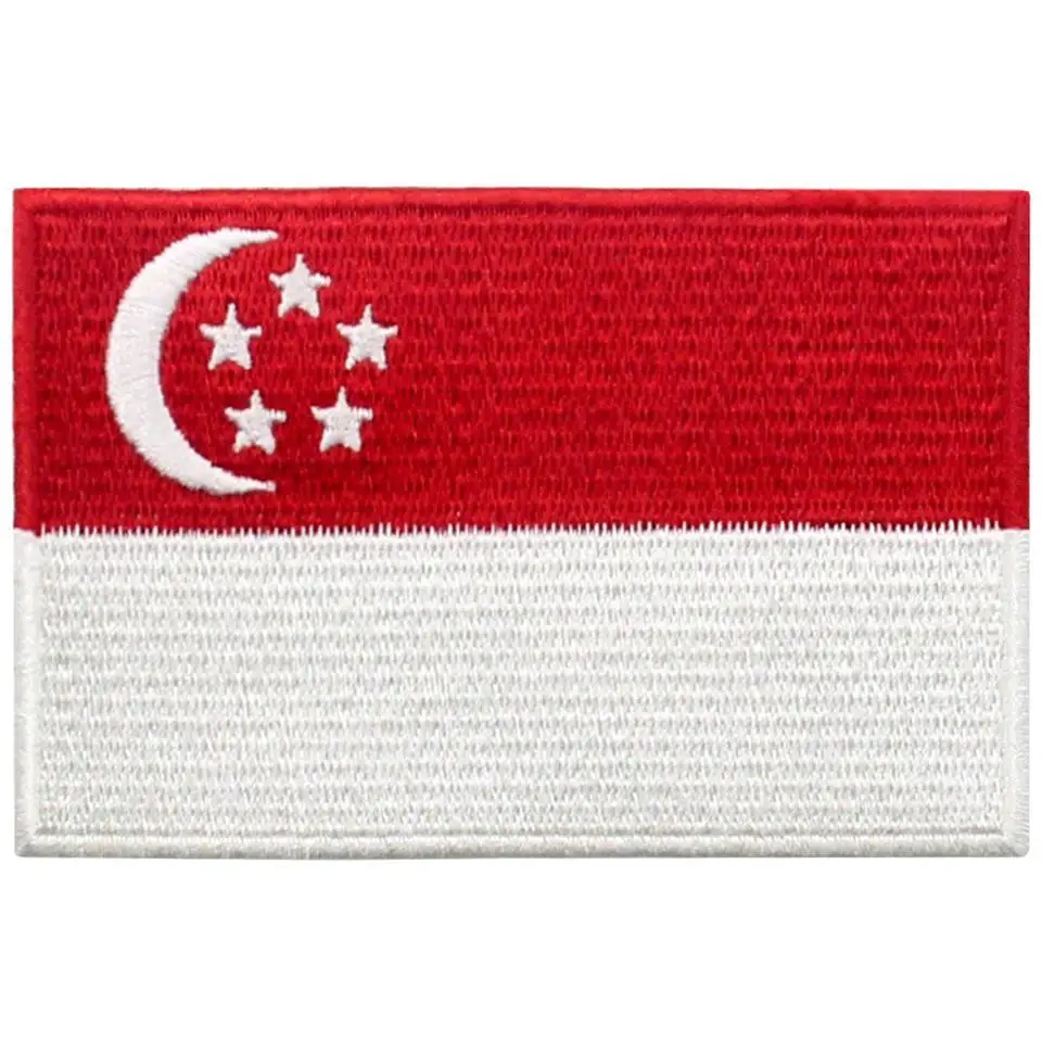 Embird Embroidered Patches Package Flag of Singapore Ceo-Friendly 3D Iron On Badge for Jeans