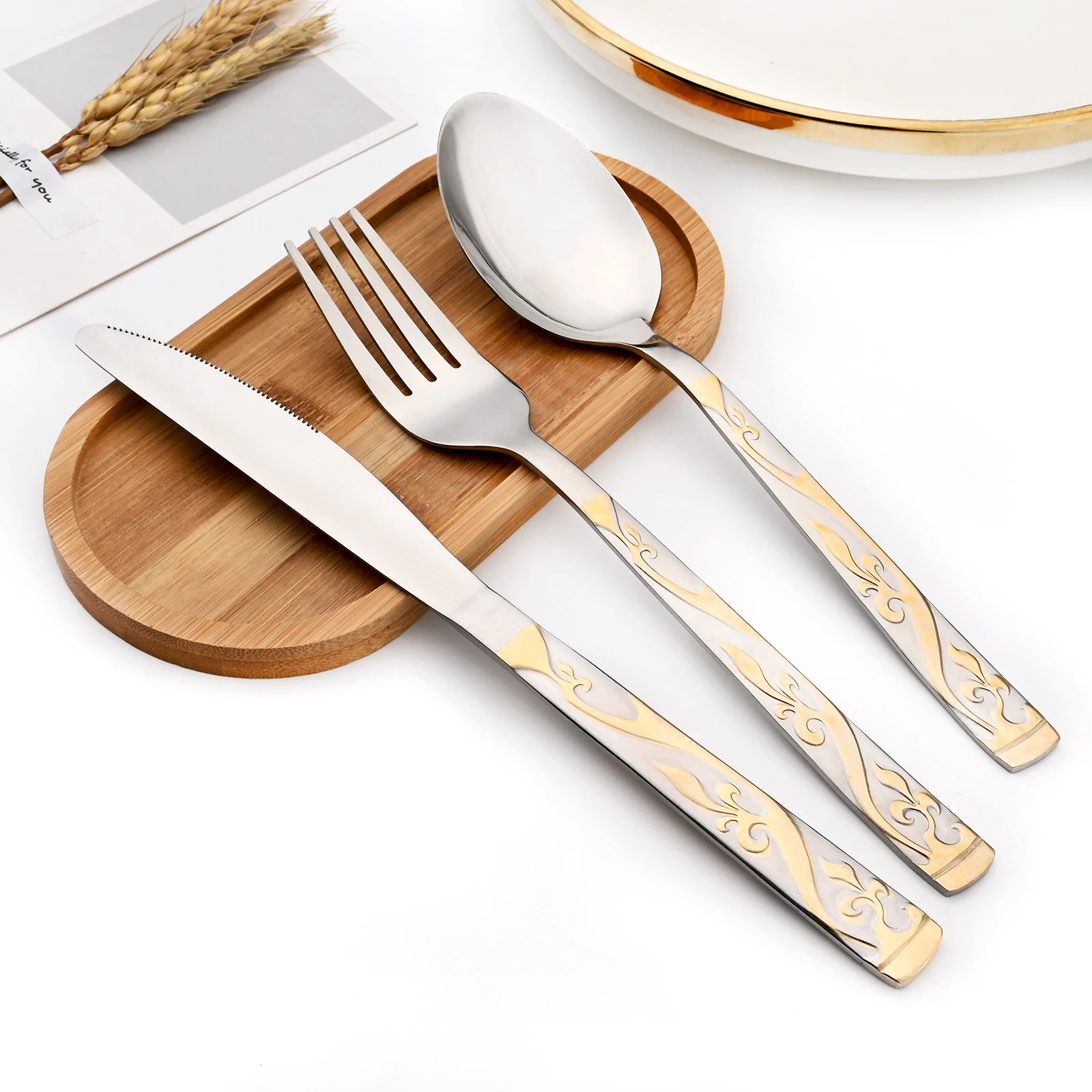 Mirror 16/4Pcs Tableware Set Silver 304 Stainless Steel Cutlery Set Fork Spoons Knife Silverware Kit Luxury Dinnerware For Home