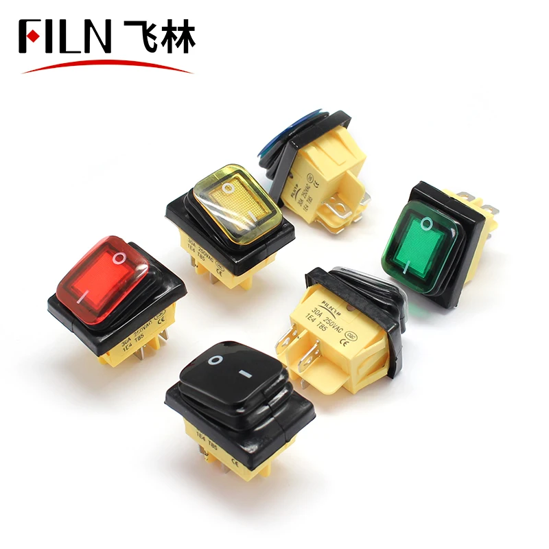 on off 16A/250V heavy duty 4 pin DPST IP67 Sealed Waterproof t85 Auto Boat Marine Rocker Switch with LED 12V 24V 110V 220V 30x22