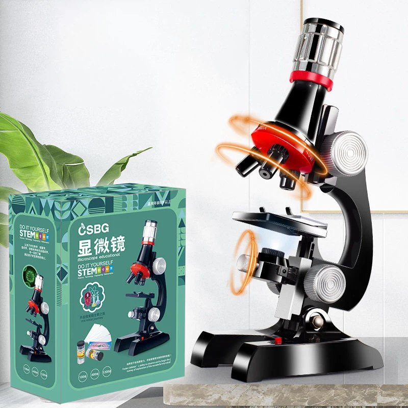 Kids Zoom Biological Microscope Lab Led 100x 400x 1200x School Science Experiment Education Scientific Toys Gifts For Children