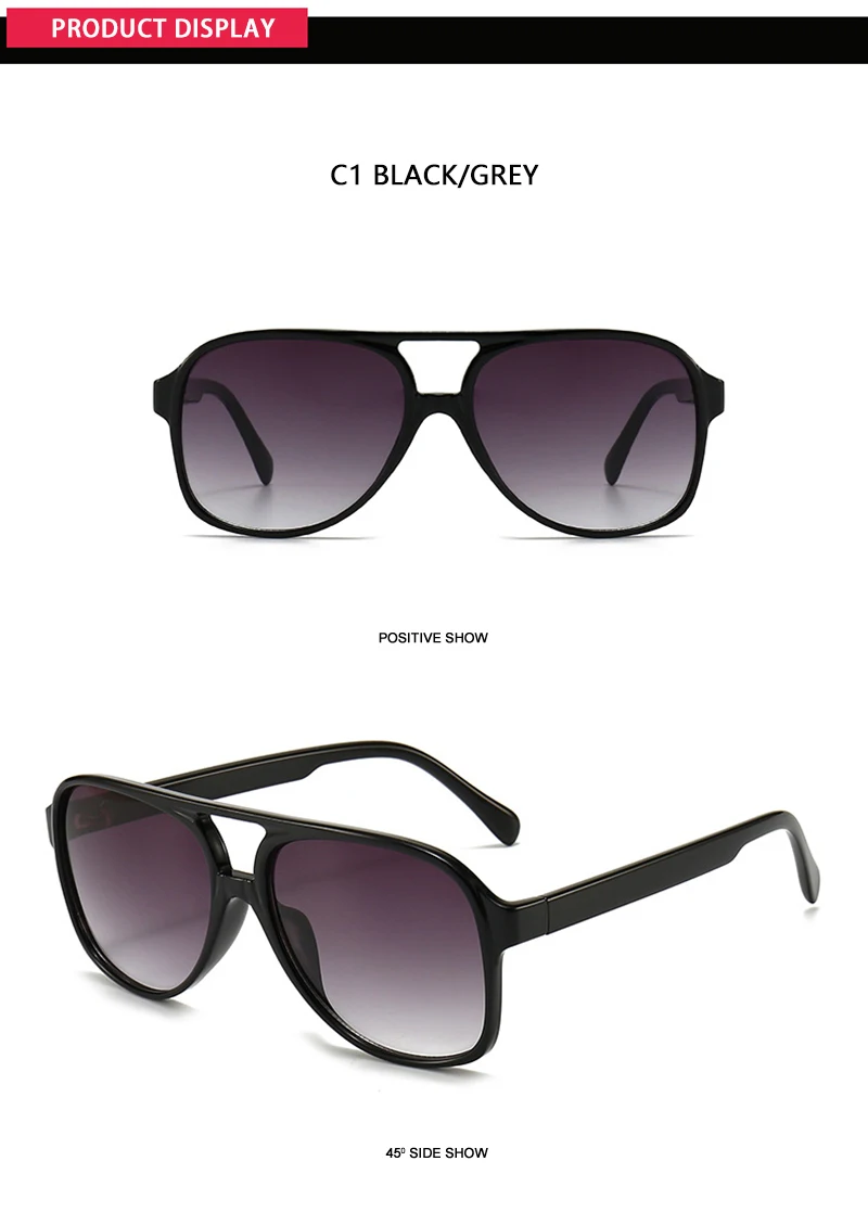 FUQIAN Retro Übergroße Sonnenbrille Männer Frauen Mode Pilot Polarisierte Sonnenbrille Für Unisex Vintage Gradienten Outdoor Brillen – Detail 9