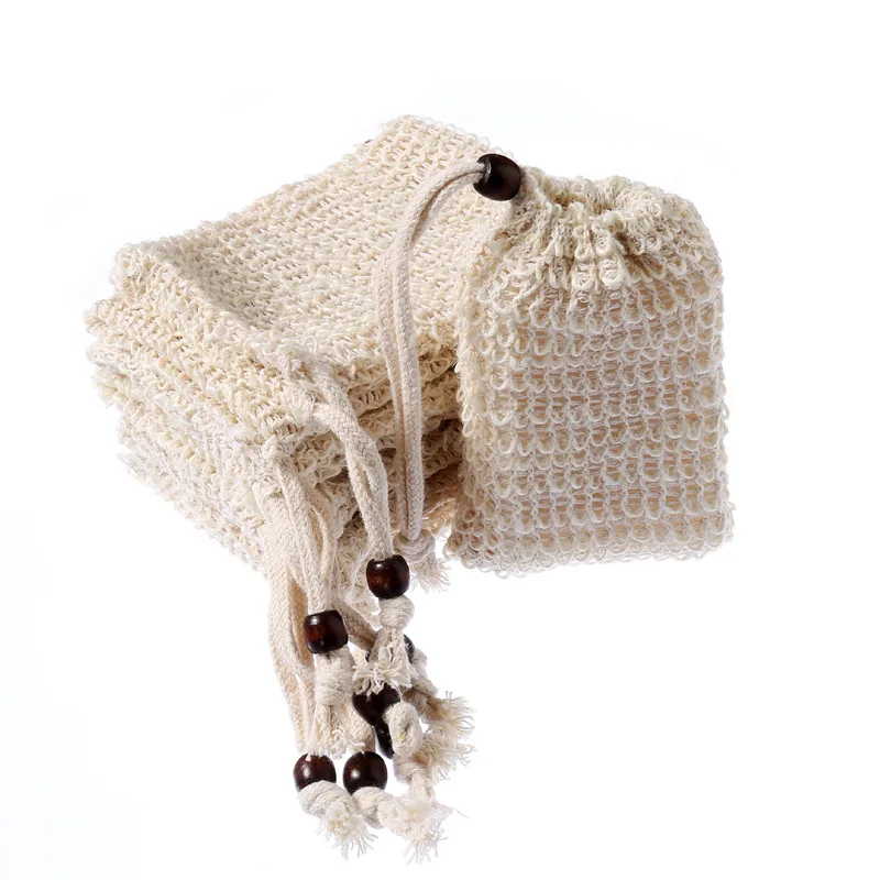 300Pcs/Lot Fast Shipping Natural Sisal Soap Bag Exfoliating Soap Saver Pouch Holder Wholesale LX3862