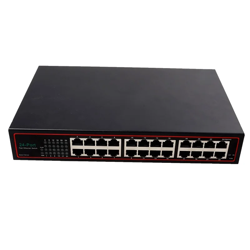 

24 Port RJ45 Ethernet Network Switch 10/100Mbps VLAN support Unmanaged Network Desktop Metal Housing Switch Lightning protection