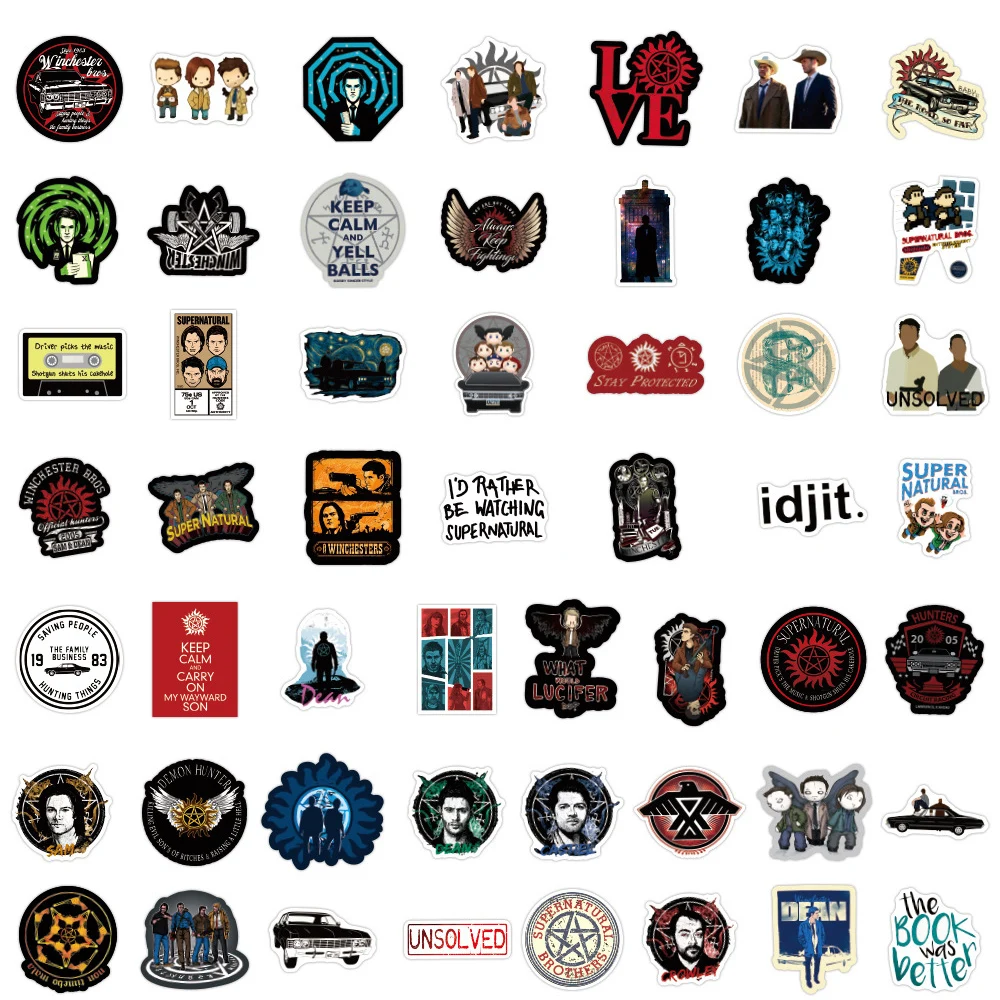 10/30/50PCS TV Show Supernatural SPN Stickers Laptop Water Bottle Luggage Graffiti Decals Waterproof Sticker for Kid Toy