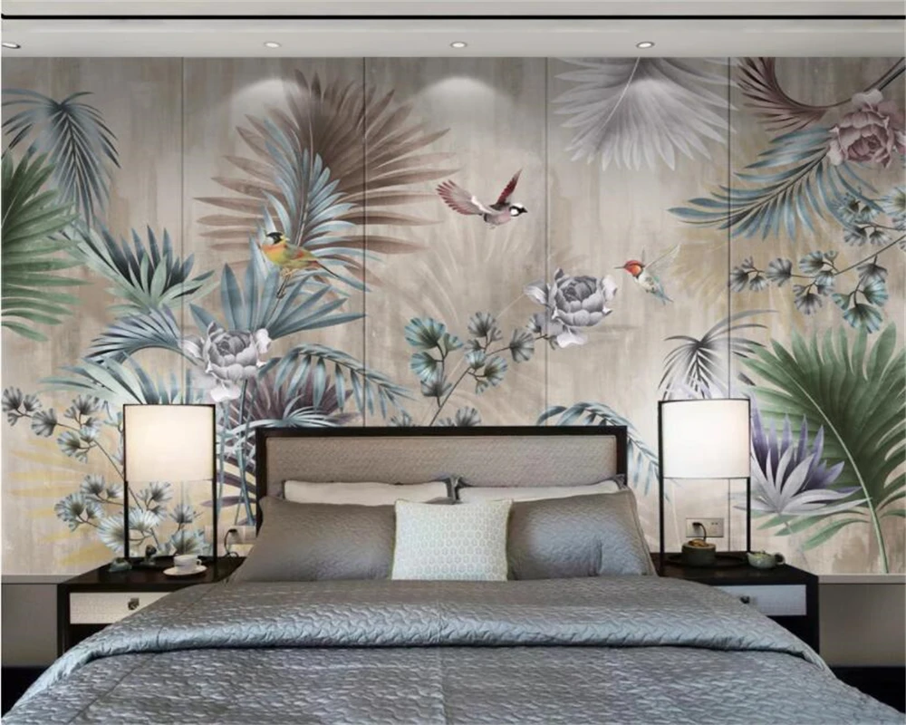 

beibehang Photo wallpaper mural hand-painted Plant leaves fashion 3d living room study TV background wall 3d wallpaper tapety