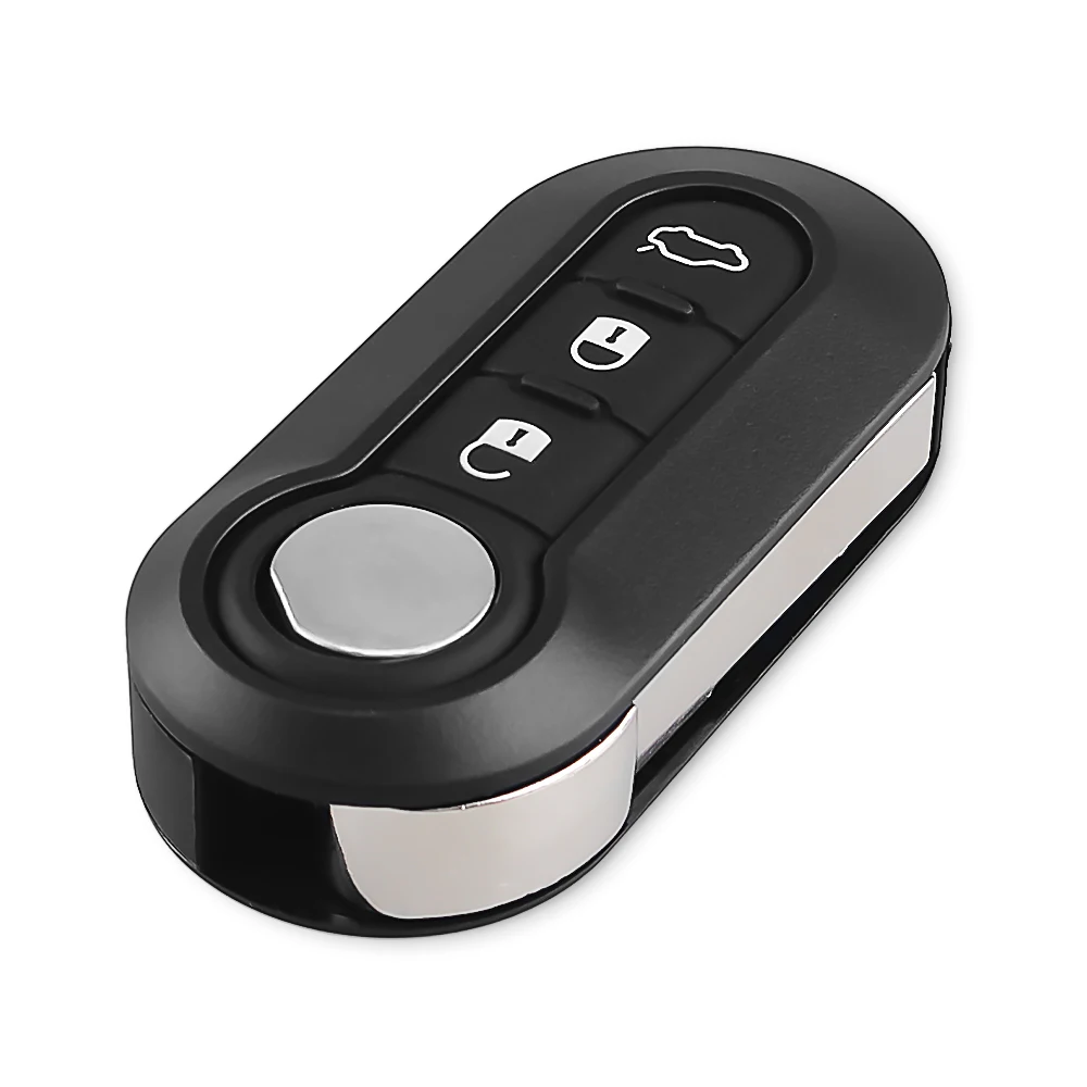 KEYYOU Schlüsselgehäuse 3 Tasten Klappbare Fernbedienungs-Schlüsselhülle für FIAT 500 Panda Punto Bravo Autoalarm Schlüssellos SIP22 Klinge – Detail 4