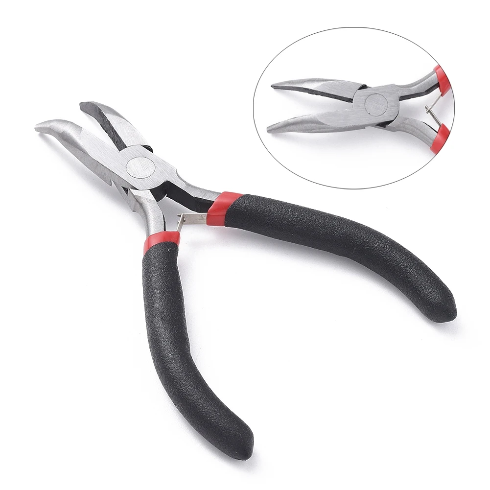 Perhiasan Tang Bent Nose Plier Karbon Baja Keras Kerajinan Buatan Tangan Perhiasan Pembuatan Alat Panjang 12.5Cm