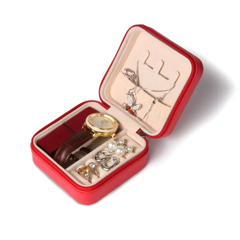TA MINGREN-caja de almacenamiento de lápiz labial para reloj pequeño, organizador de joyas de viaje de cuero Pu, regalo para mujer