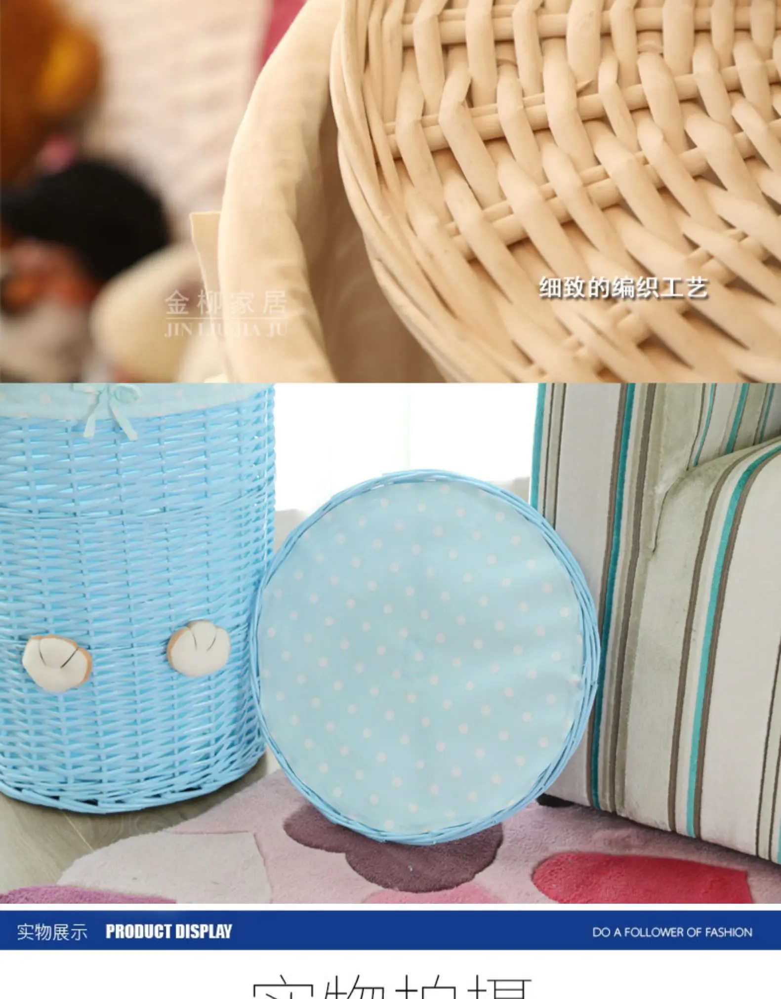 zq  Rattan Laundry Basket Toy Storage Box Household Dirty Laundry Basket Storage Basket Knitted Belt Lid