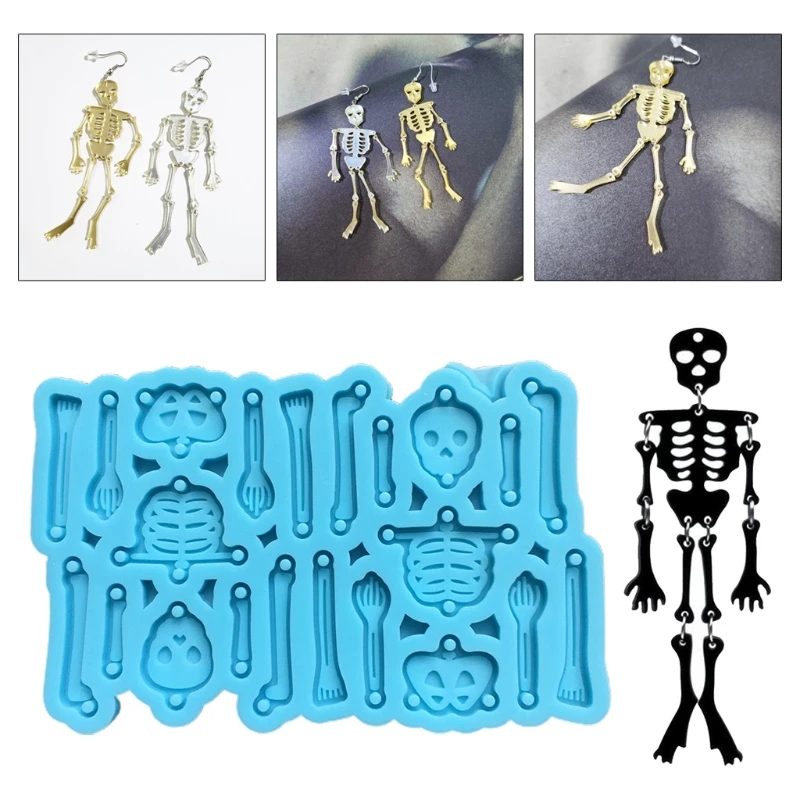 Epoxy Resin Mold Handmade DIY Crafts Jewelry Making Tool Skeleton Earrings Pendant Casting Silicone Mould