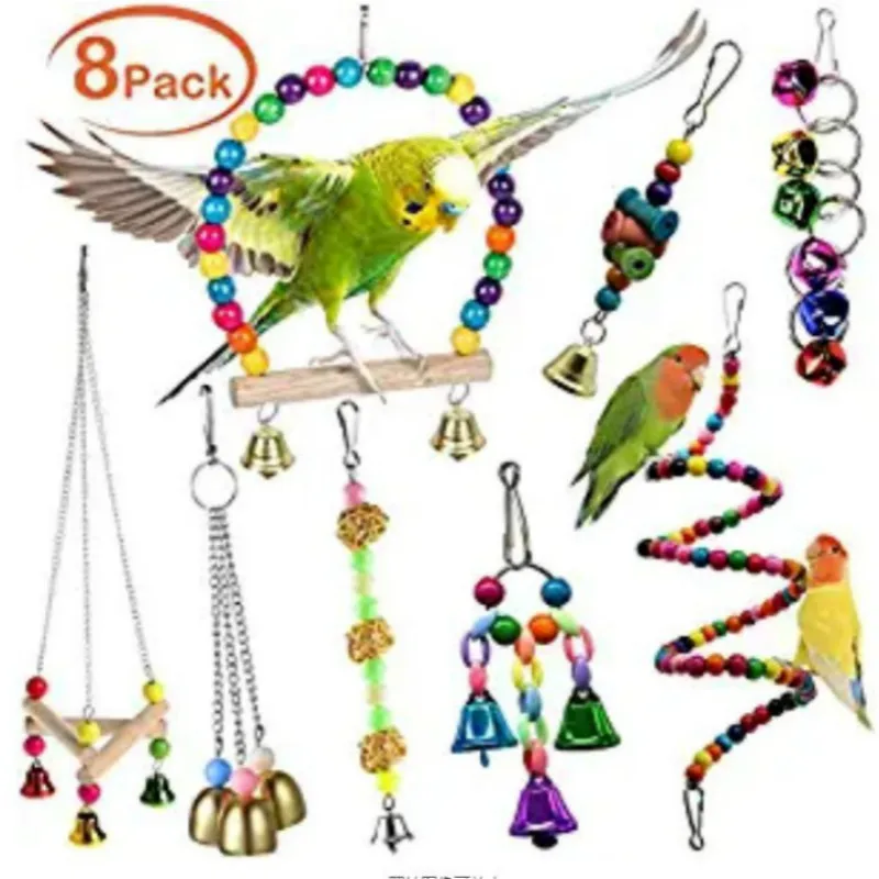 Parrot Bite Toy Pet Bird Swing 8-Piece Set