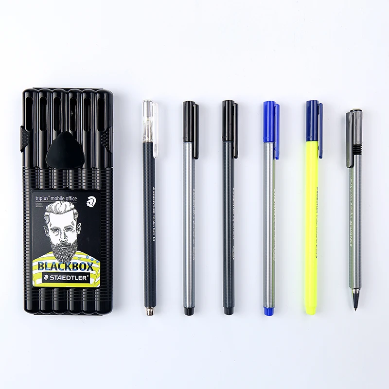 Germany Staedtler Triplus Black Box Office 0.5mm Mechanical Pencil Felt Tip Pen Permanent Marker Pen and Pencil Set Stationery