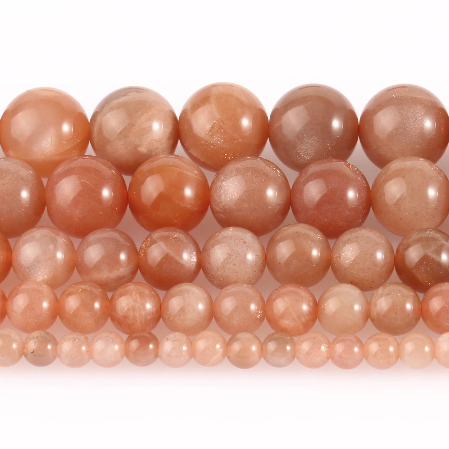 A+ Quality Natural Sunstone Quartz Peach Round Loose Beads 7.5\