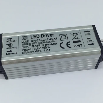 20w Led driver Led power supply IP67 PWM waterproof DC36-68V 12-20x1w 350ma aluminum shell