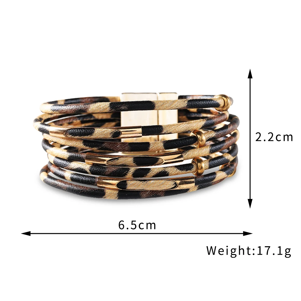 WYBU Four Styles Charm Leopard layered bracelet For Women Boho Cuff Wrap Bracelets With Magnetic Clasp Hand Jewelry