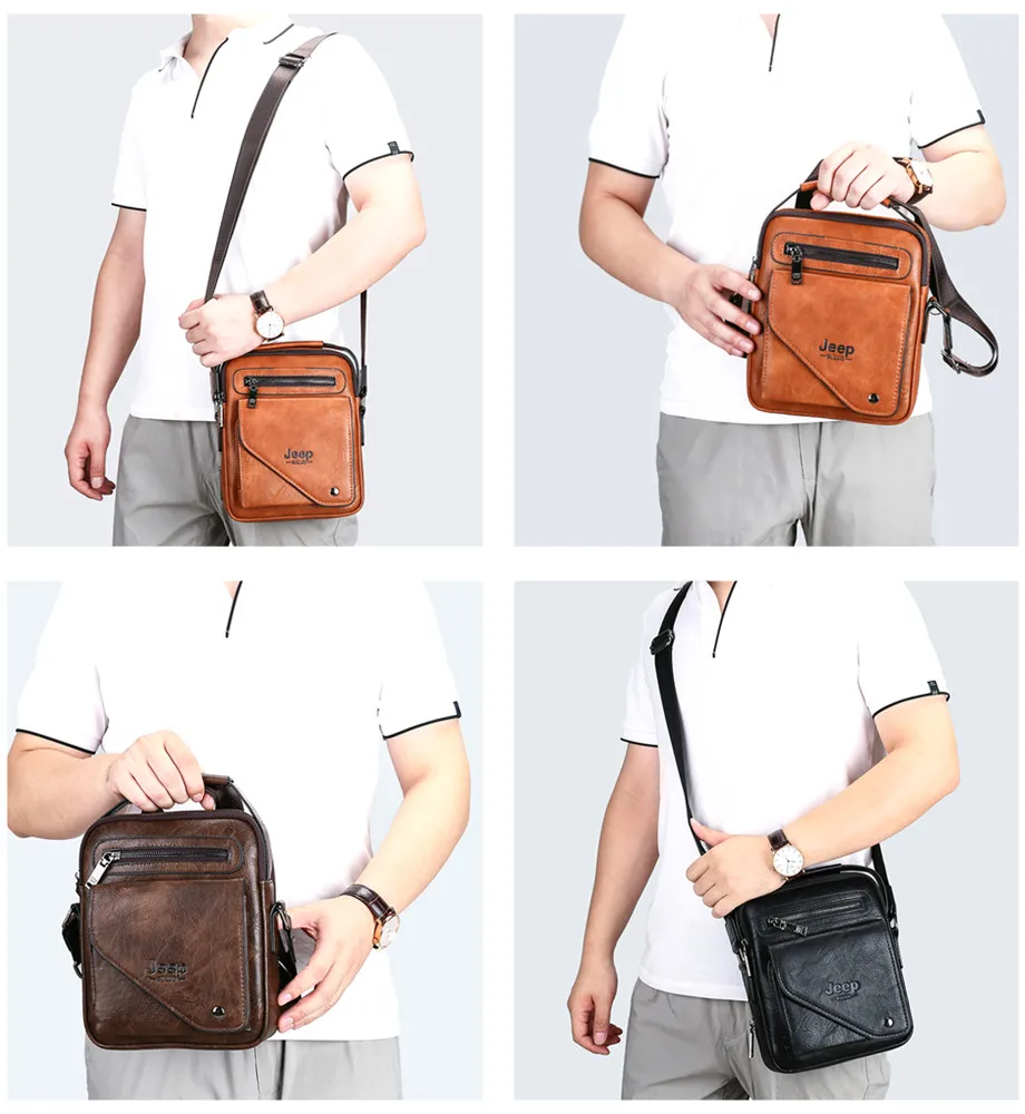 JEEP BULUO – sacoche en cuir pour hommes, sac à bandoulière de marque célèbre, fourre-tout pour iPad, sac à main d\'affaires à la mode, nouvelle