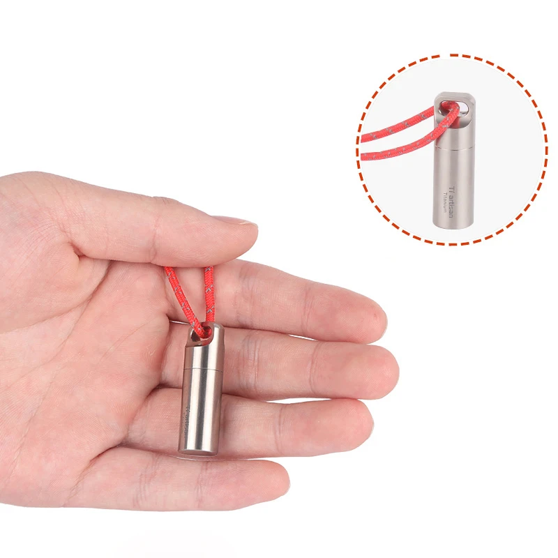 Tiartisan Pill Cases Keychain Capsule Drug Travel Large Pure Titanium Cartridge Pillcase Keychain Waterproof Delicate Ta6170