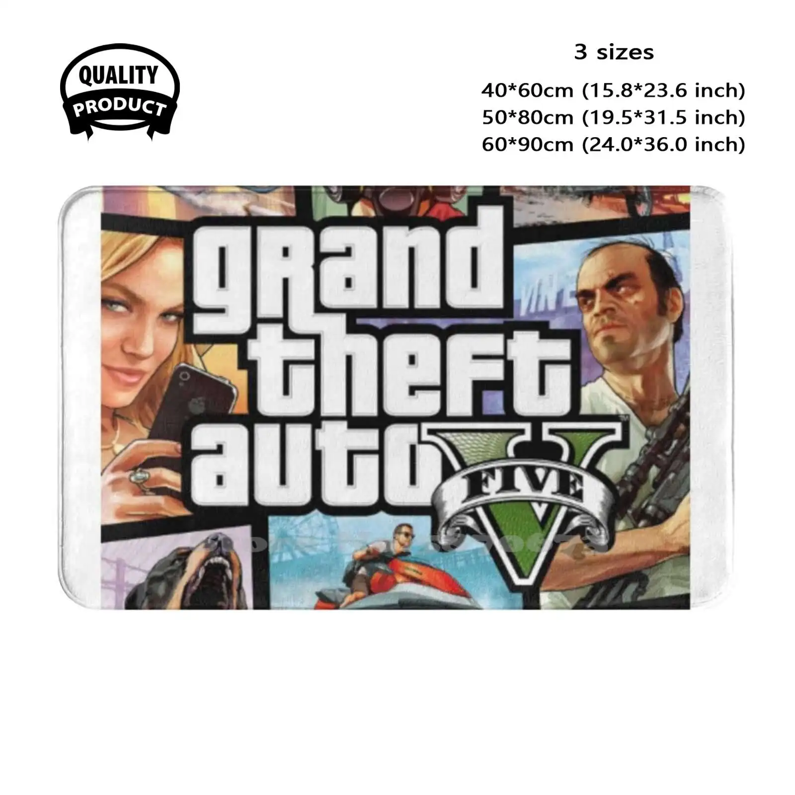 V-Five Classic T-Shirt Soft Cushion Home Carpet Door Mat Car Rug Custom Color San Andreas Grand Theft Auto Online Game Cool