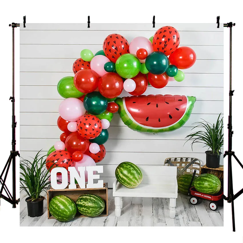 

Avezano 1st Birthday Party Backdrops Summer Watermelon Balloon Board Photography Backgrounds Banner Photo Studio Photocall Decor