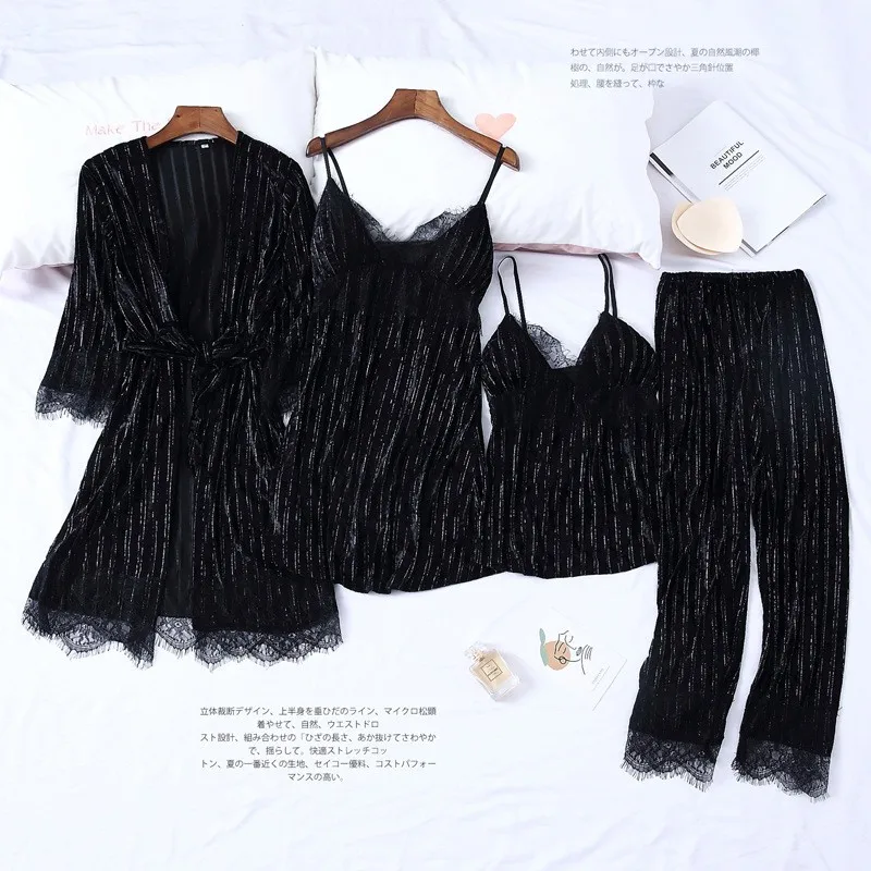 Velvet Robe Set Bride Bridesmaid Wedding Robe Sexy Sleepwear Female Nightgown Home Clothing Soft Gift Nightwear Homewear