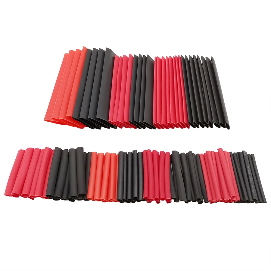 127Pcs Heat Shrink Tube Sleeve Assortment Kit Polyolefin Wire Wrap Cable Electrical Insulated Sleeving Tubing Red and Black