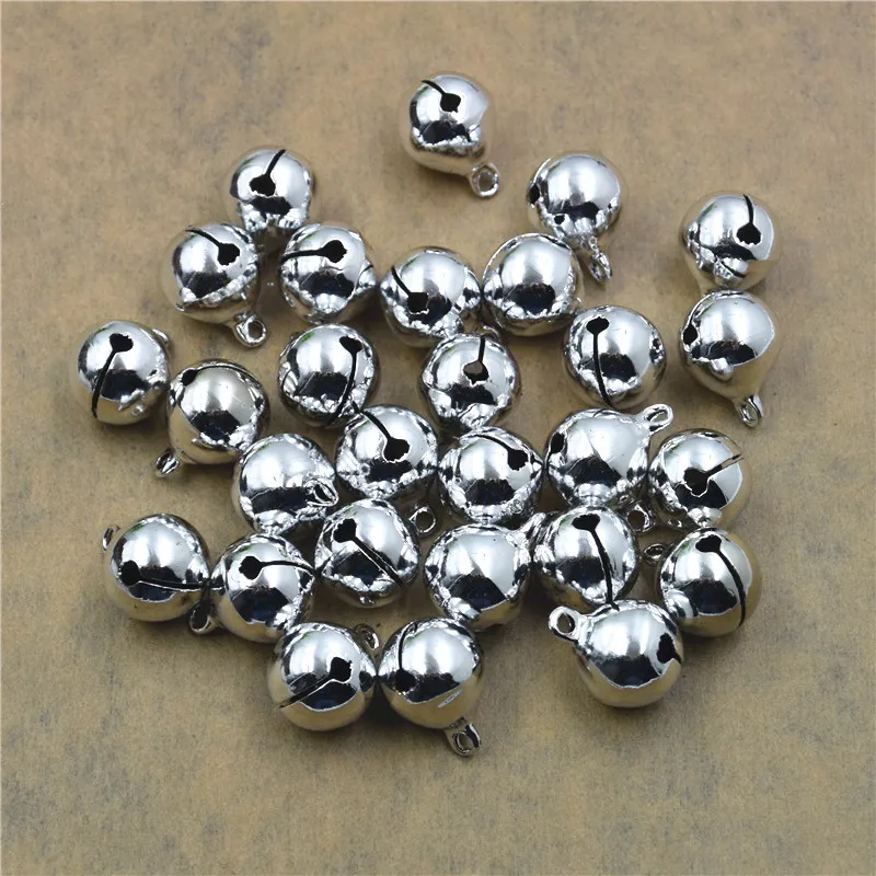 Argento 6mm-20mm rame metallo Jingle Bells decorazioni natalizie ciondolo per animali domestici appeso ornamenti per l\'albero di natale chiave