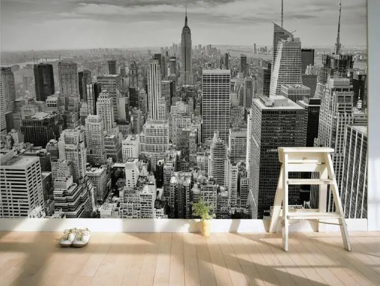 Bacal Retro nostalgic New York black and white grey city TV background 3d mural wallpaper bars hotels 3D wall paper murals