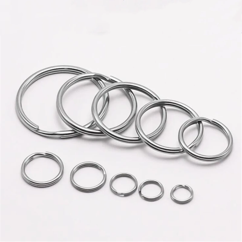 50Pcs Stainless Steel Round Split Keychain Rings DIY Key Holder Jewelry Pendant Making 12/15/20/25/28/30/32/38mm Metal Circles