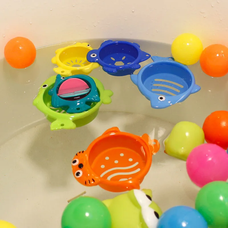 Juego de flotadores de agua para bebé, Juguetes Educativos de plástico para niños, divertidos animales de peces para el baño, 6 unids/set por juego