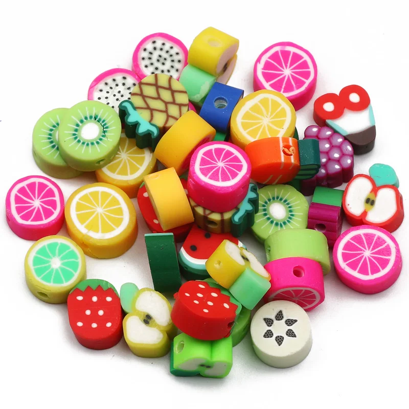 20/50/100pcs Polymer Clay Beads Mixed Fruit Beads Loose Spacer Beads For Jewelry Making Diy Bracelet Charms Handmade Accessories