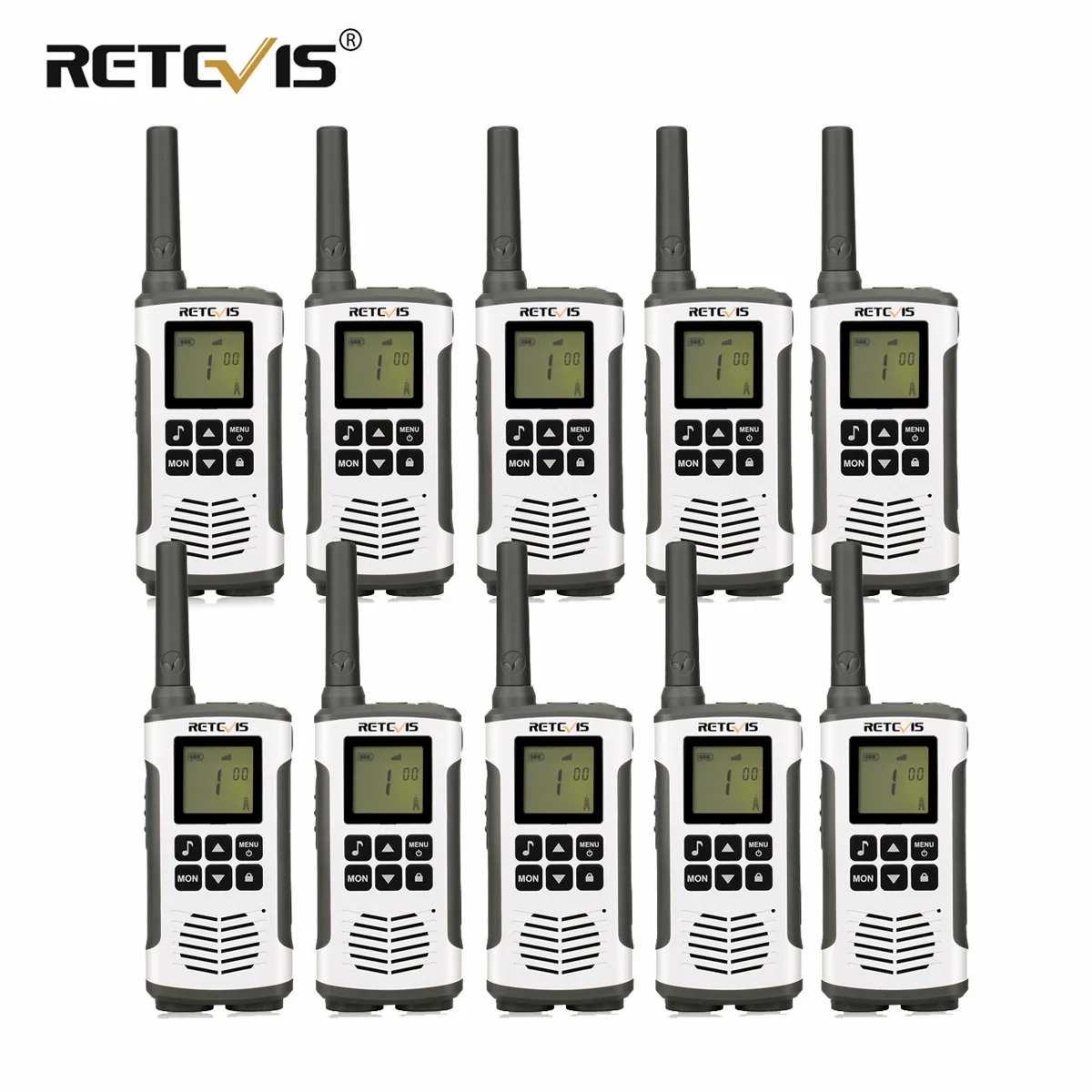 Retevis RT45 Mini Walkie Talkie 10pcs 0.5W PMR446 PMR FRS Two-Way Radio Flashlight VOX Rechargeable Walkie-Talkie Hunting Hiking