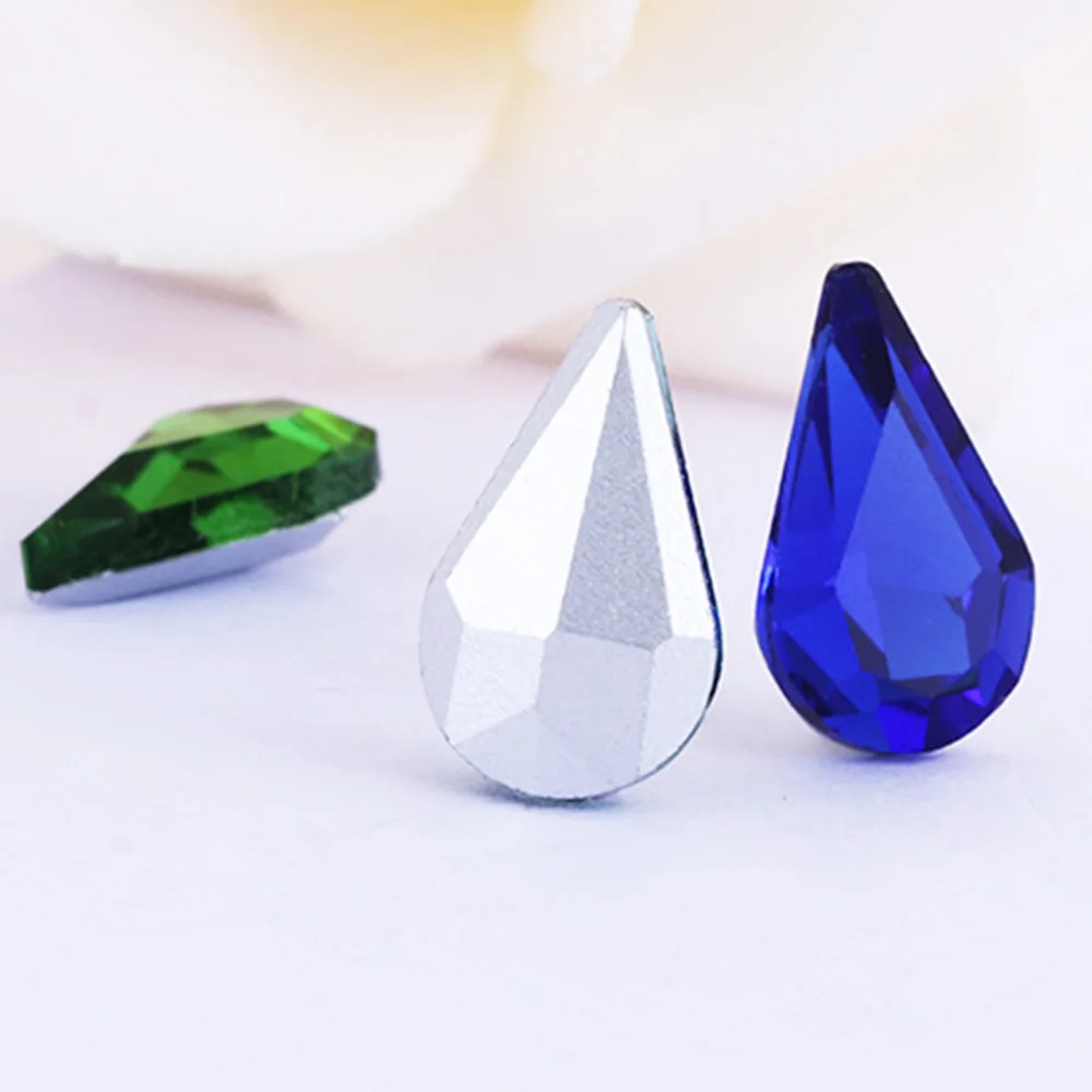 5X8mm-8x13mm Mix Größe Drop Pointback Glitter Kristalle Strass Perlen Zubehör Bekleidungs Steine Edelsteine Kleber Strass Dekorationen – Detail 6