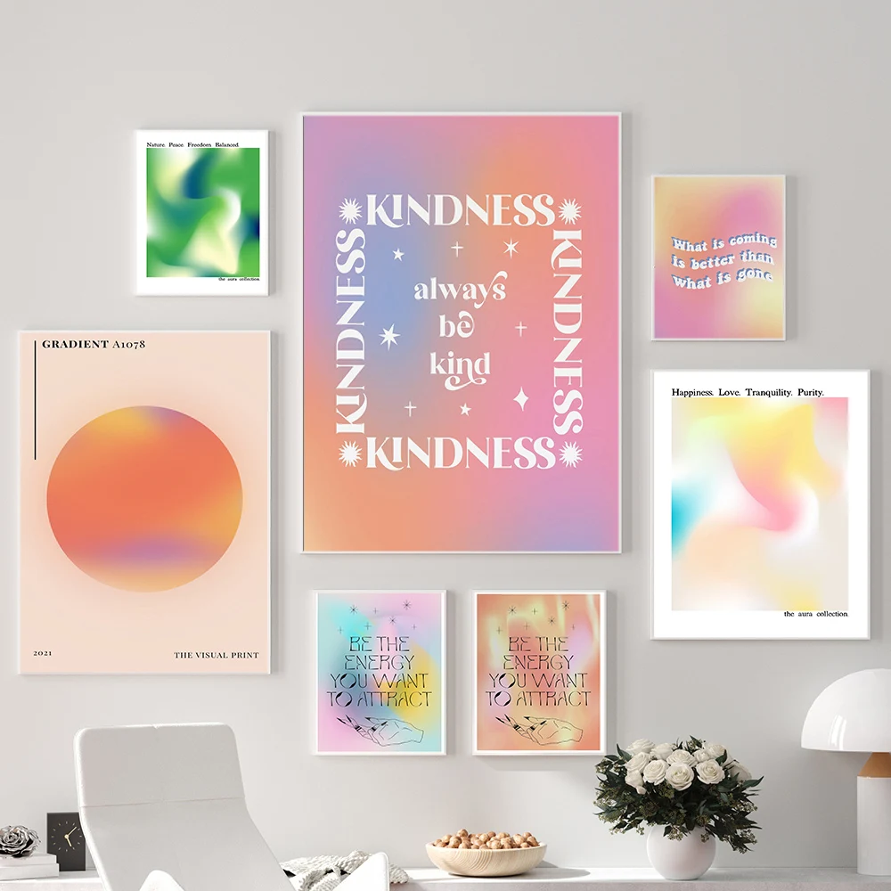 Spiritual Retro Aesthetic Poster Grainy Gradient Abstract Psychedelic Artwork 70s Poster Home Decor Canvas Wall Art Prints