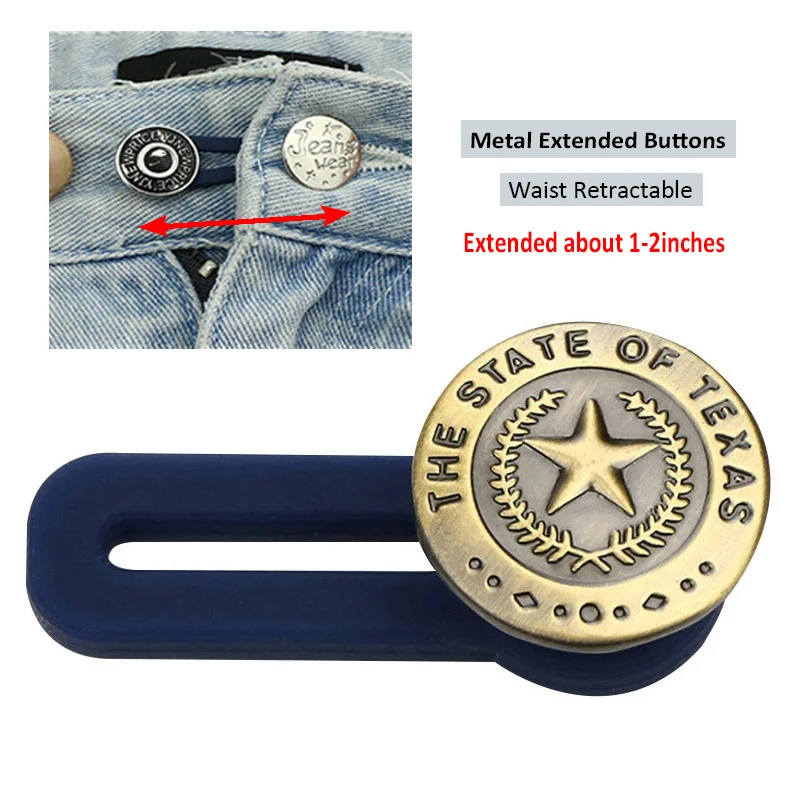 No Sewing Snap Metal Retractable Buttons for Clothing Jeans Adjustable Waistline Increase Waist Fastener Extended Button