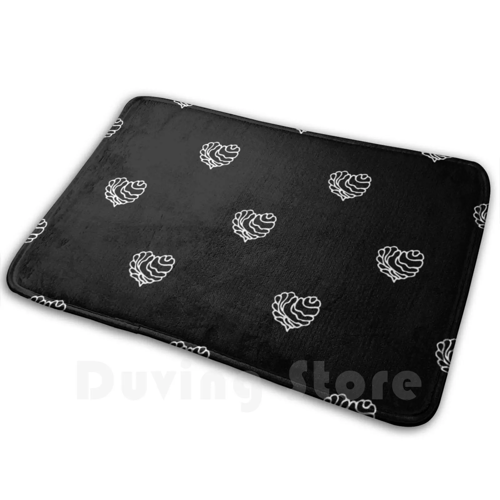 

Doodle Hearts Black And White Soft Non-Slip Mat Rug 1657 Carpet Cushion Pattern Doodle Heart Seamless Background