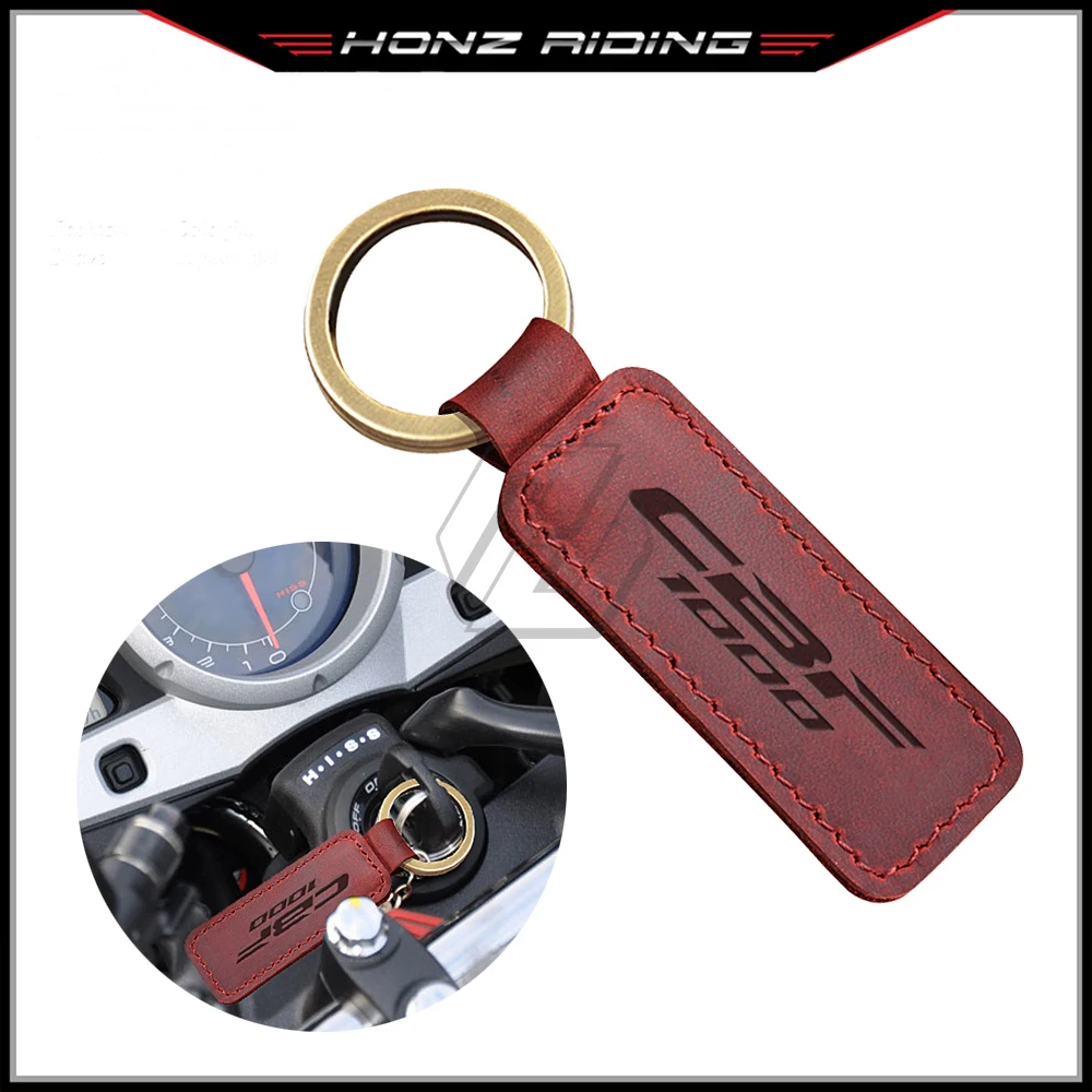 For Honda CBF1000 CBF 1000 Keyring Motorcycle Cowhide Keychain Key Ring