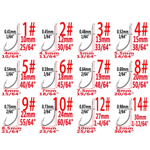 Imagen 2 del producto Juego de anzuelos afilados ultrapon para pesca, conjunto de anzuelos de pesca de carpa, triple círculo, tamaños mixtos, 1-14, 450 unids/lote por caja