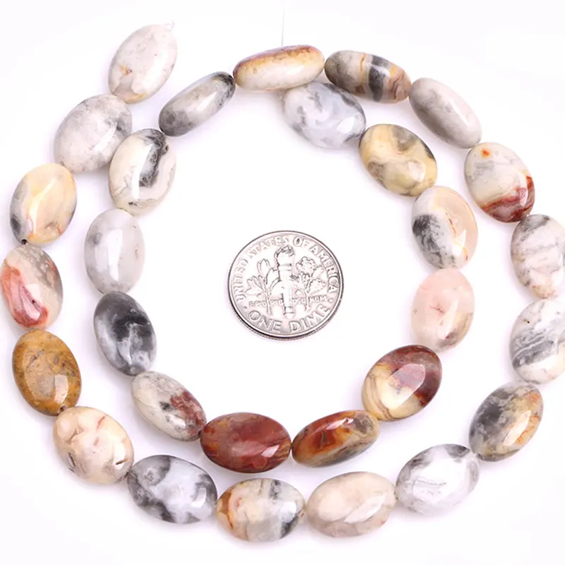 Oval Shape Yellow Crazy Lace Agates Beads Natural Agates Beads DIY Loose Bead For Jwelry Making Strand 15