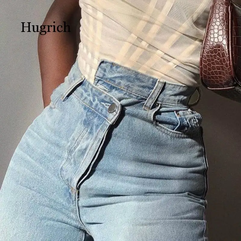 Pantalones vaqueros irregulares de pierna ancha para mujer, Jeans de cintura alta para mujer, ropa de calle Harajuku, Jeans largos holgados para novio