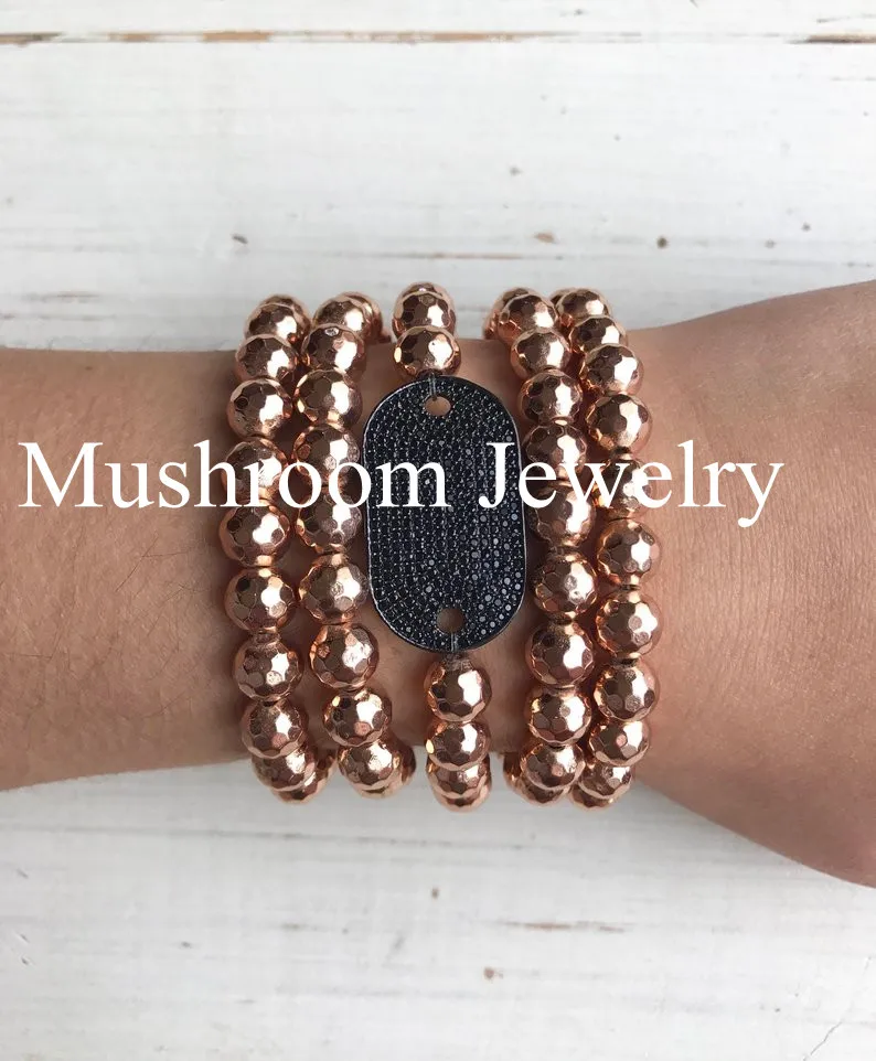 

New Fashion Minimalist Handmade Boho Bracelet Stone Rose Gold Plated Hematite Beads Bracelet Jewelry Gift Friendship Women Acces