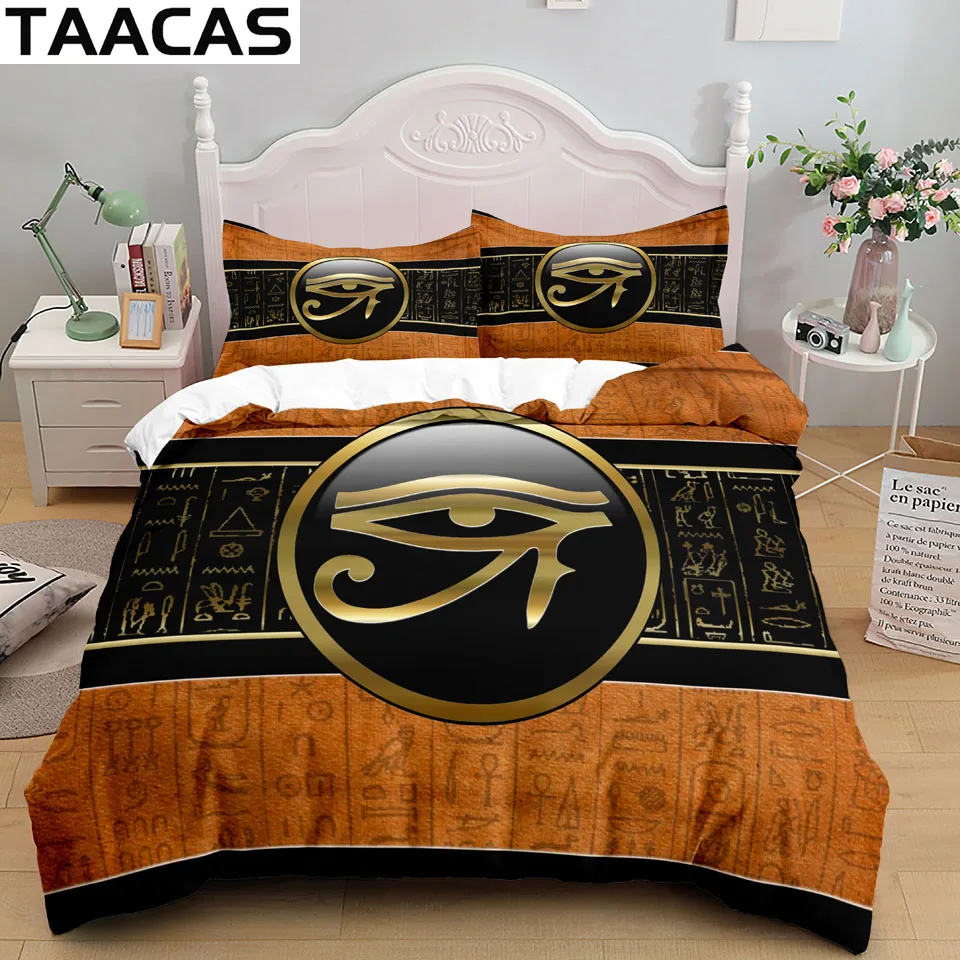 Ancient Egypt Comforter Bedding Set Luxury 3D Bed Linen Quilt Covers Full Double King Queen Bedspread Duvet Covers For Bed 135