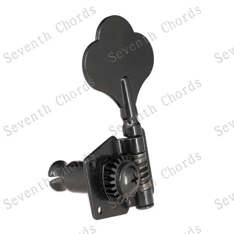 Stimmwirbel für E-Bass, Stimmklammern, Mechaniken, Zubehörteile, 4er-Set, schwarz, offenes Zahnrad – Detail 5