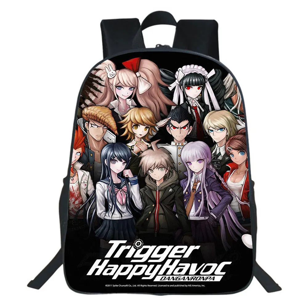 Mochila danganronpa de monokuma unissex, mochila escolar diária para laptop, para meninos e meninas, bolsa de viagem para cosplay de desenhos animados