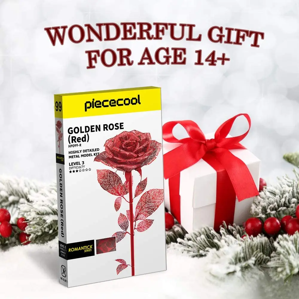 Piececool 3D Metal Puzzle-Rose Model Building Kits DIY Jigsaw Toy For Adults Birthday Gifts