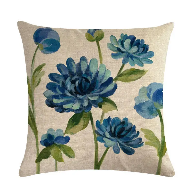 45cm*45cm Retro hand-painted flower design linen throw pillow covers couch cushion cover home decorative pillows