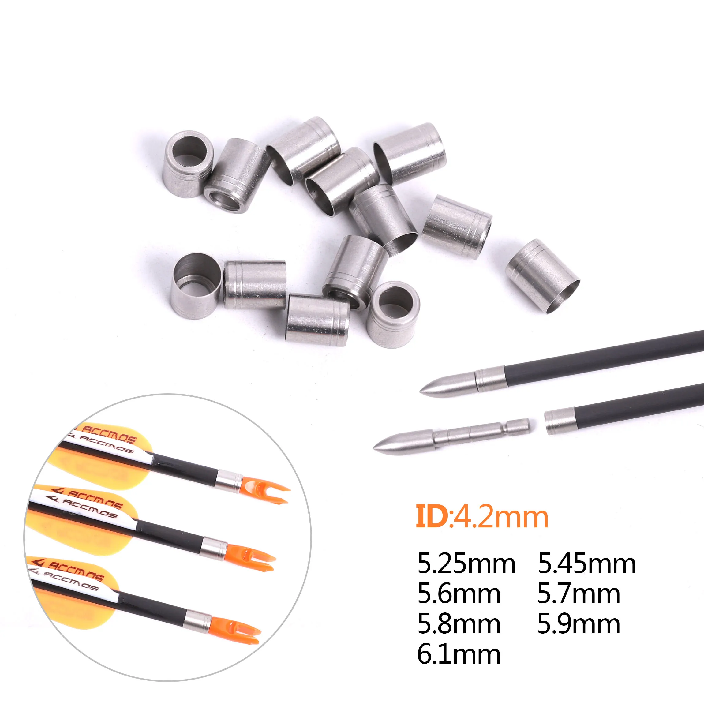 24pcs Stainless Steel Explosion-proof Ring For The ID 4.2 mm OD 5.25 - 6.1 mm Arrow Shaft Protecter Ring