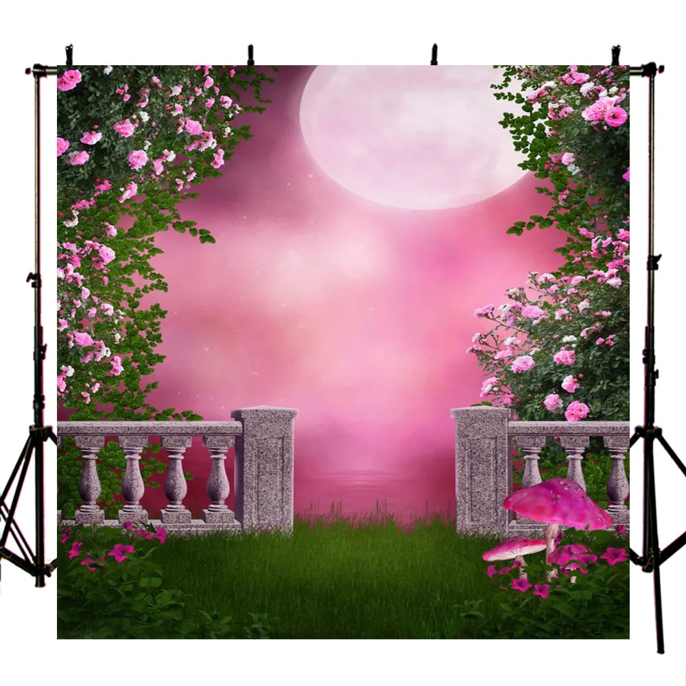 Avezano Fairy Tale Garden Photography Background Moon Pink Floral Spring  Newborn Portrait Backdrop Decor Photo Studio Photocall